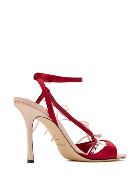 Jimmy Choo Lula crystal ribbon heeled sandals - Red