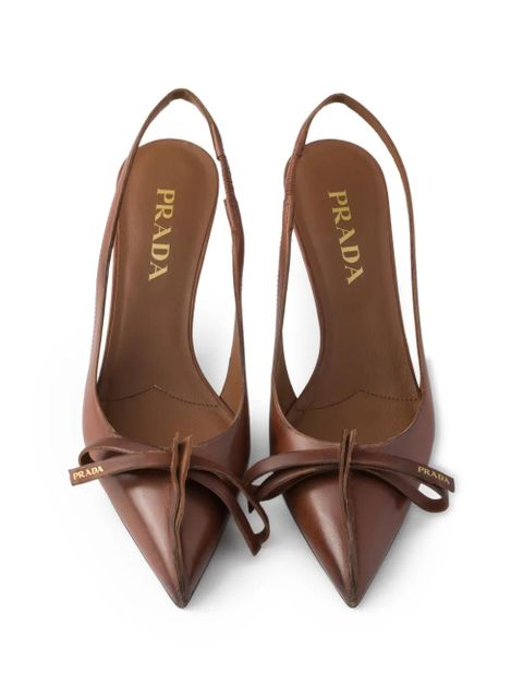 Prada bow slingback pumps - Brown