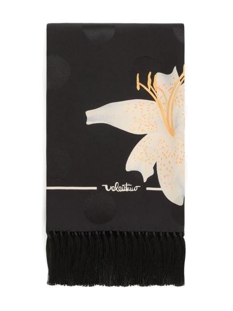 Valentino Garavani Apres L'Hiverlilium fringed scarf' - Black - zdjęcie produktu nr 1