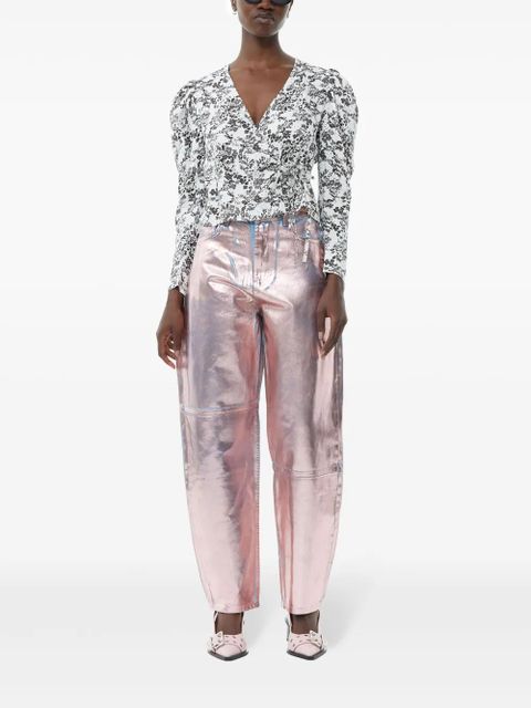 GANNI floral-print wrap blouse - White - zdjęcie produktu nr 2