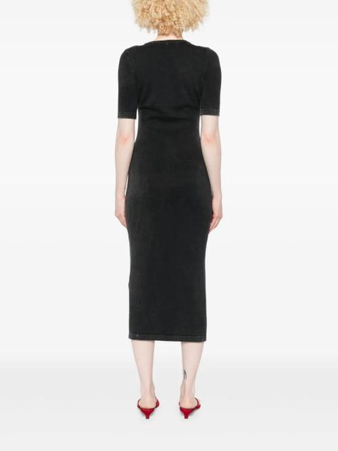 Diesel button-fastening short-sleeve dress - Black