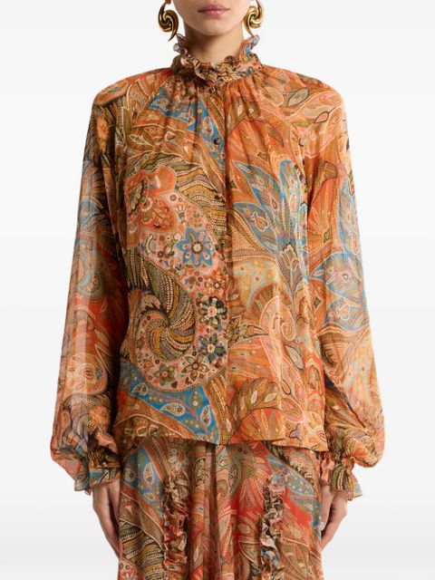ETRO ruffled paisley-motif shirt - Orange