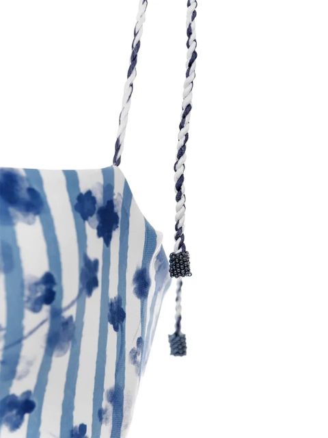 Agua By Agua Bendita floral-stripe swimsuit - Blue