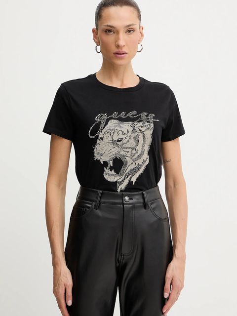 Guess t-shirt bawełniany damski kolor czarny W5BI32 K9RM1 - zdjęcie produktu nr 1