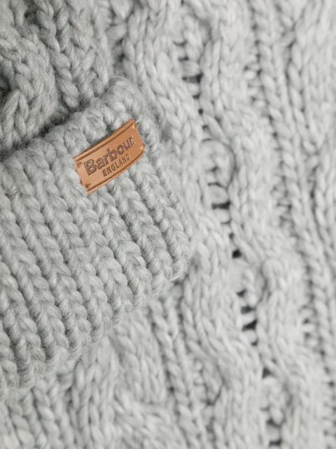 Barbour pompom-detail cable-knit scarf set - Grey
