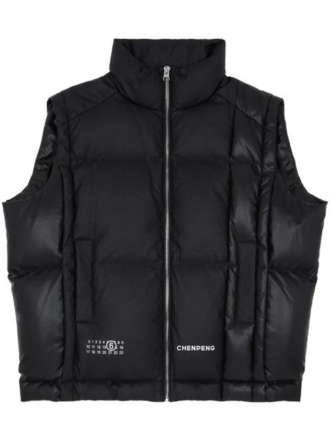 MM6 Maison Margiela x Chen Peng numbers-logo padded gilet - Black - zdjęcie produktu nr 1