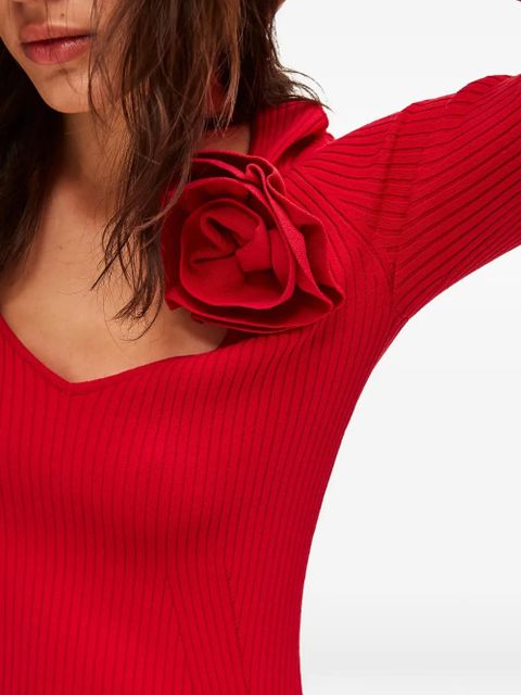 TWINSET floral-appliqué knitted dress - Red