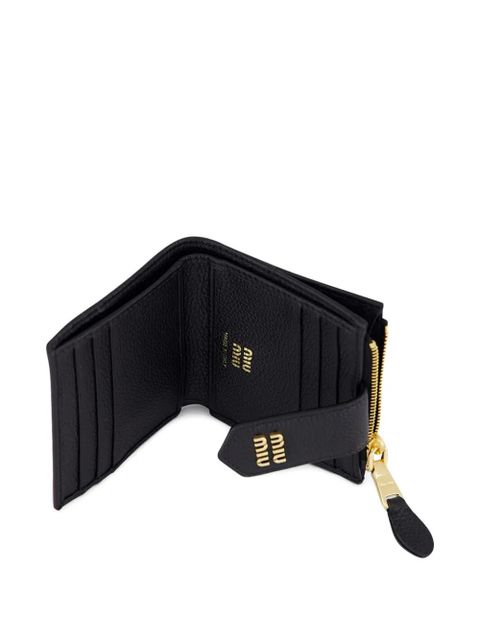Miu Miu logo-lettering leather wallet - Black