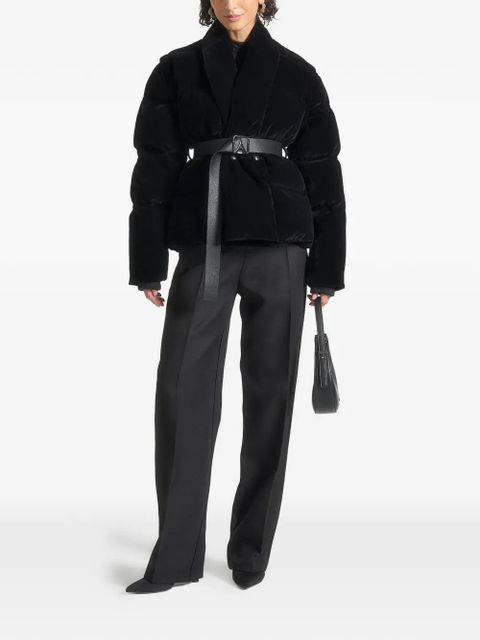 Manière De Voir Taya velvet-effect quilted puffer jacket - Black