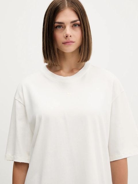 adidas Originals t-shirt bawełniany Washed damski kolor beżowy JX7724