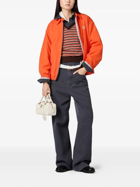 Miu Miu logo-embroidered jeans - Grey