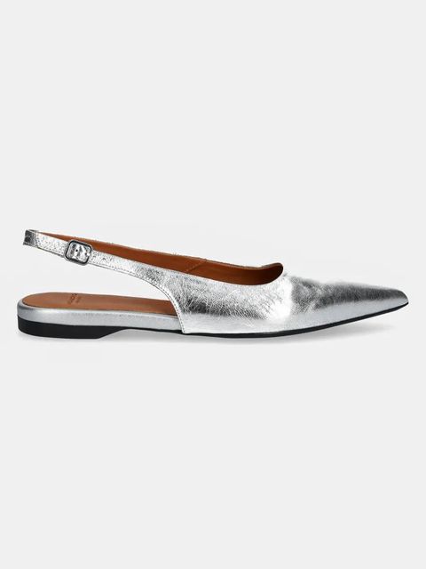 Vagabond Shoemakers baleriny skórzane HERMINE kolor srebrny z odkrytą piętą 5733-183-79 - zdjęcie produktu nr 2