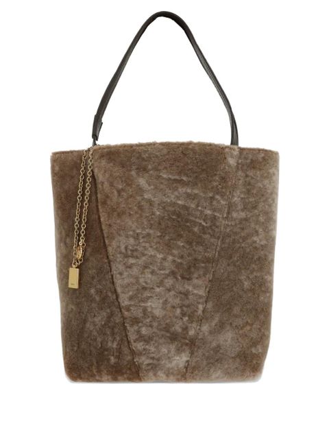 Chloé medium shearling tote bag - Brown - zdjęcie produktu nr 1