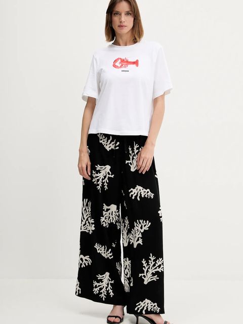 United Colors of Benetton spodnie damskie kolor czarny szerokie high waist 4QYZ5F00D