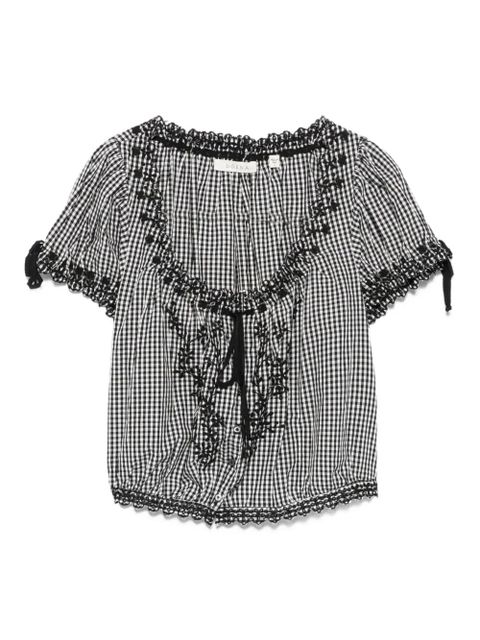 DÔEN Nera gingham cropped blouse - Black - zdjęcie produktu nr 1