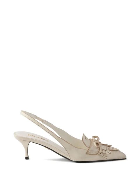 Prada fringed leather slingback pumps - Neutrals - zdjęcie produktu nr 1