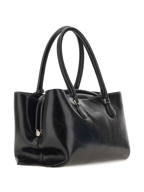 Osoi double-handle leather tote bag - Black
