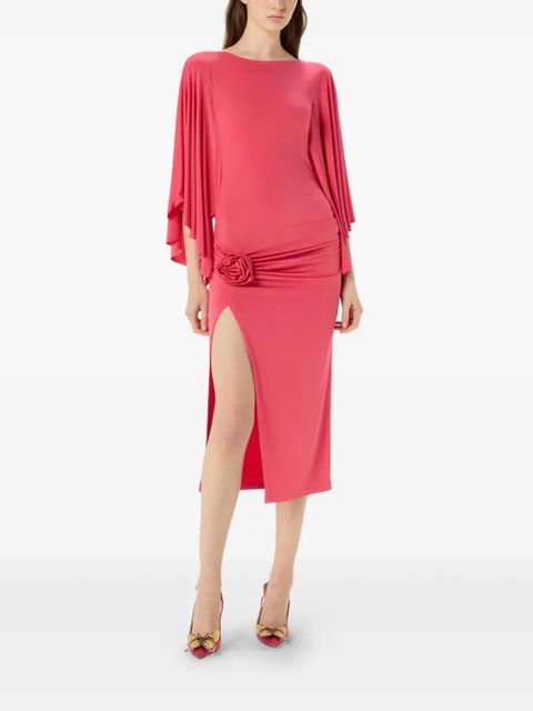 Blumarine flower-appliqué midi dress - Pink