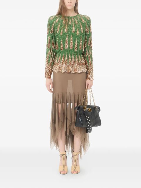 Valentino Garavani asymmetrical chiffon skirt - Green - zdjęcie produktu nr 2