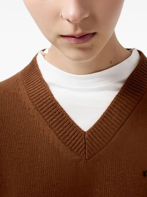 Miu Miu cropped cashmere V-neck sweater - Brown