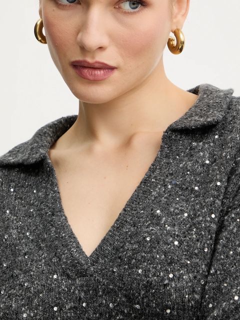 Pinko sweter z dodatkiem wełny kolor szary 105684 A2U4