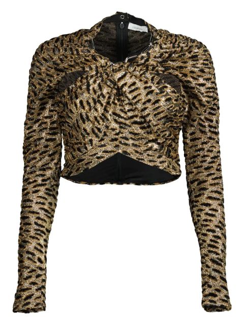 Rabanne animal-print long-sleeve top - Brown - zdjęcie produktu nr 1