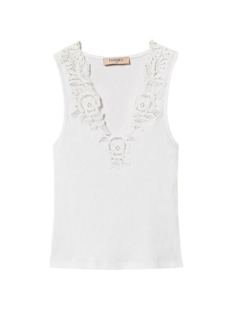 TWINSET lace-trim knitted top - White - zdjęcie produktu nr 1