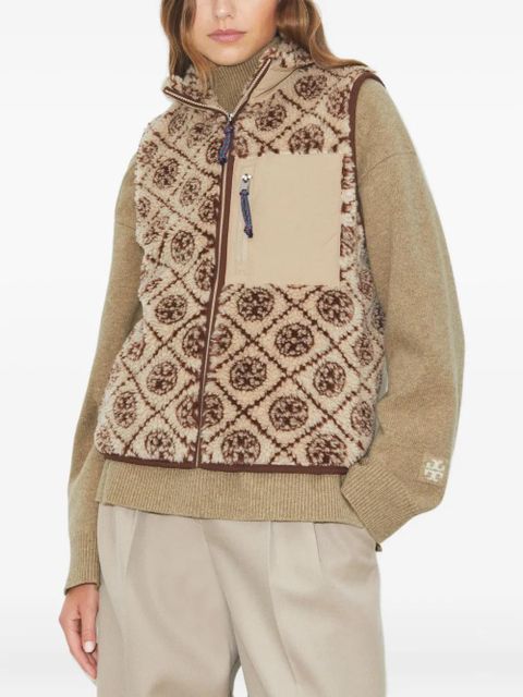 Tory Burch monogram fleece jacket - Neutrals