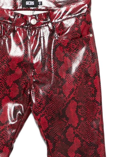 GCDS snakeskin-print pants - Red
