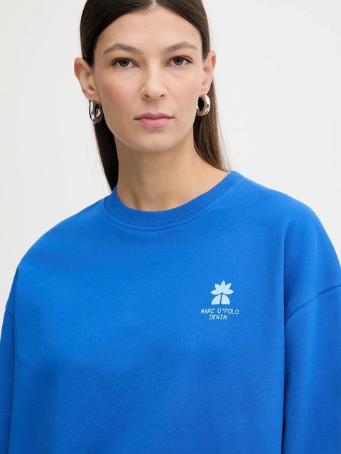 Marc O'Polo bluza bawełniana damska kolor niebieski z nadrukiem 5000009350