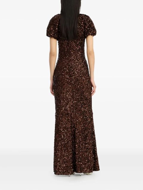 ROTATE BIRGER CHRISTENSEN sequins V-neck maxi dress - Brown