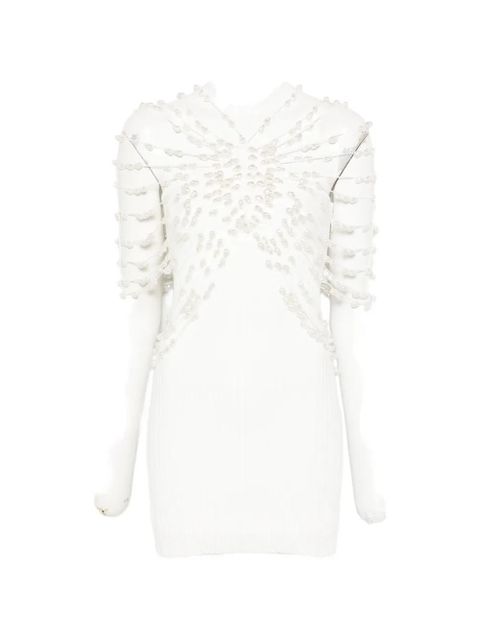 Cult Gaia Oliviana beaded ribbed mini dress - White - zdjęcie produktu nr 1