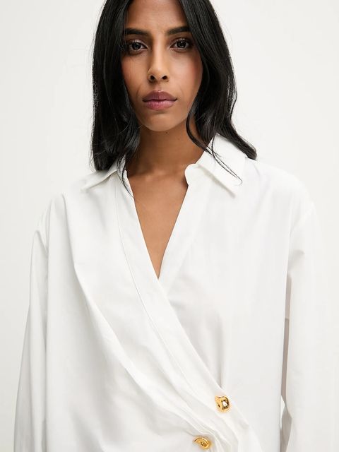 Answear.LAB tunika bawełniana kolor biały mini prosta