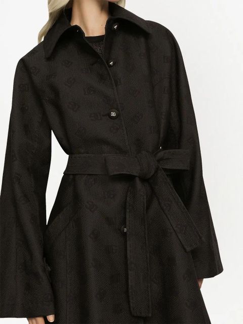 Dolce & Gabbana DG-logo jacquard belted coat - Black