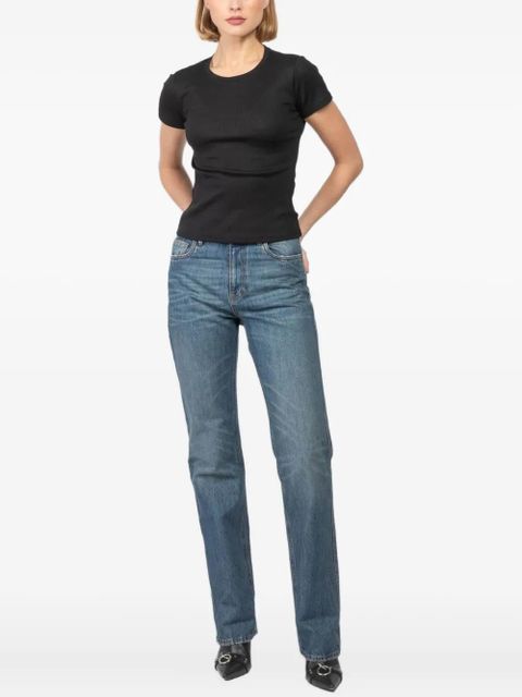 Aya Muse crew-neck ribbed T-shirt - Black - zdjęcie produktu nr 2