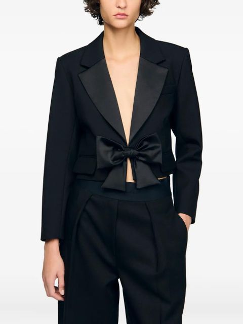 SANDRO bow-detail jacket - Black