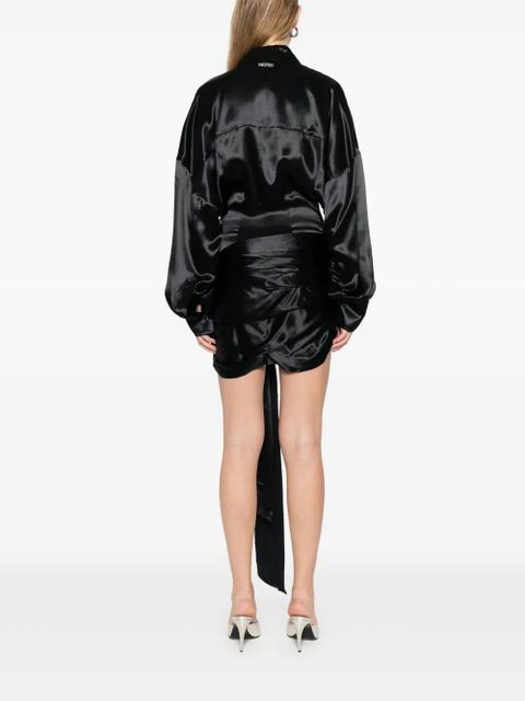 The Attico knot long-sleeve mini dress - Black