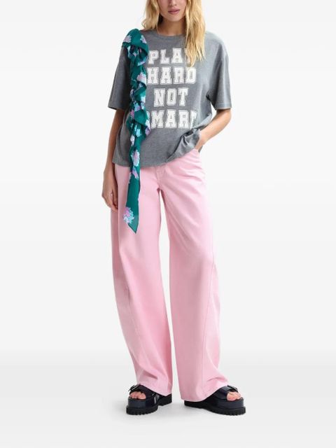 Essentiel Antwerp frill-detail graphic-print T-shirt - Grey - zdjęcie produktu nr 2