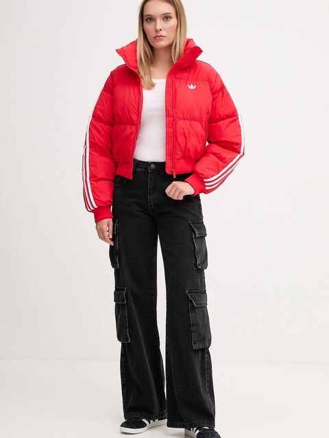 adidas Originals kurtka Cropped Puffer kolor czerwony przejściowa JX2966