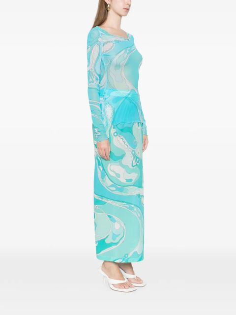 PUCCI Orchidee-print maxi dress - Blue