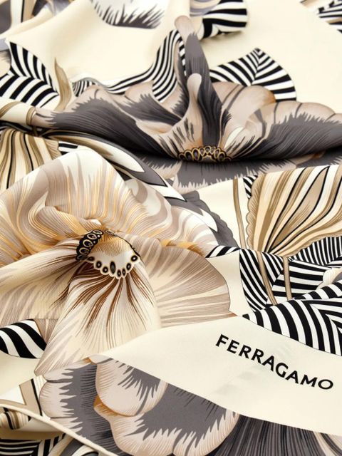 Ferragamo floral print silk scarf - Neutrals