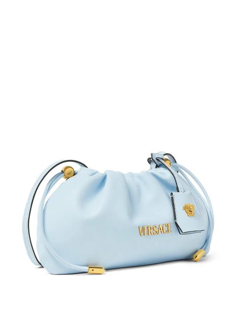 Versace mini Tag logo clutch bag - Blue