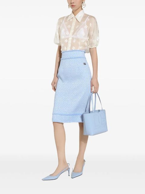Dolce & Gabbana DNA appliqu�-logo tweed straight skirt - Blue - zdjęcie produktu nr 2