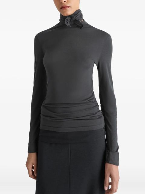 LEMAIRE neck-tie long-sleeve top - Grey