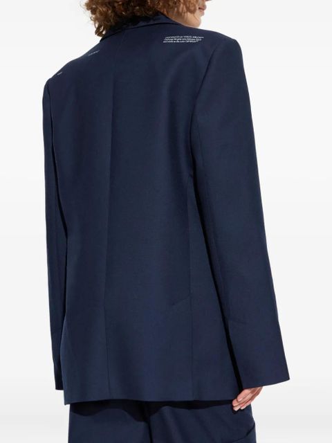 Off-White logo-patch single-breasted blazer - Blue