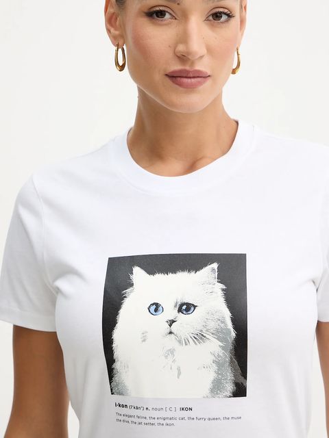 Karl Lagerfeld t-shirt bawełniany damski kolor biały B1W17019