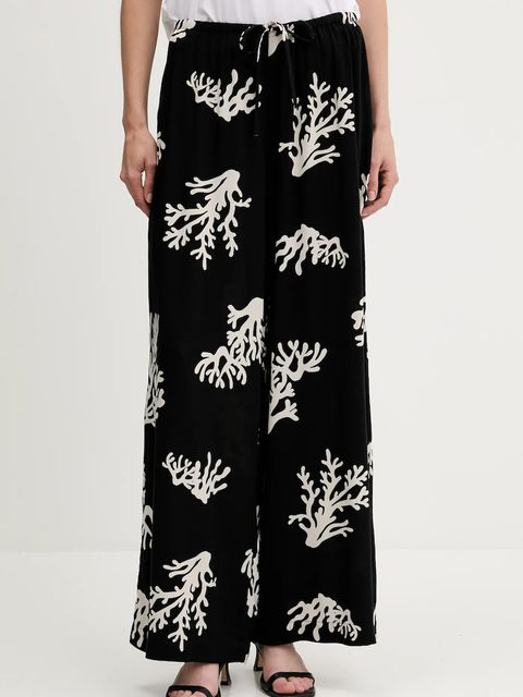 United Colors of Benetton spodnie damskie kolor czarny szerokie high waist 4QYZ5F00D