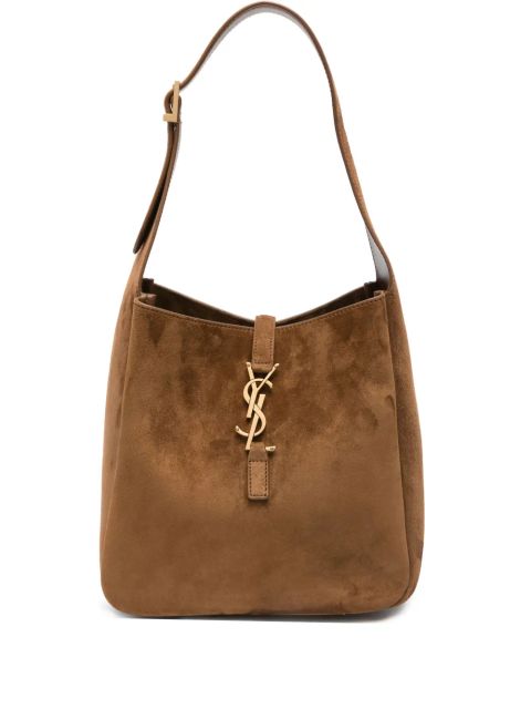Saint Laurent small Le 5 à 7 Supple logo-plaque suede shoulder bag - Brown - zdjęcie produktu nr 1