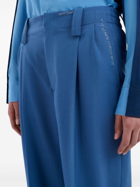 Marni embroidered-logo virgin wool trousers - Blue