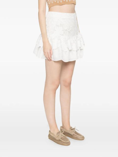 SANDRO floral ruffled mini skirt - White